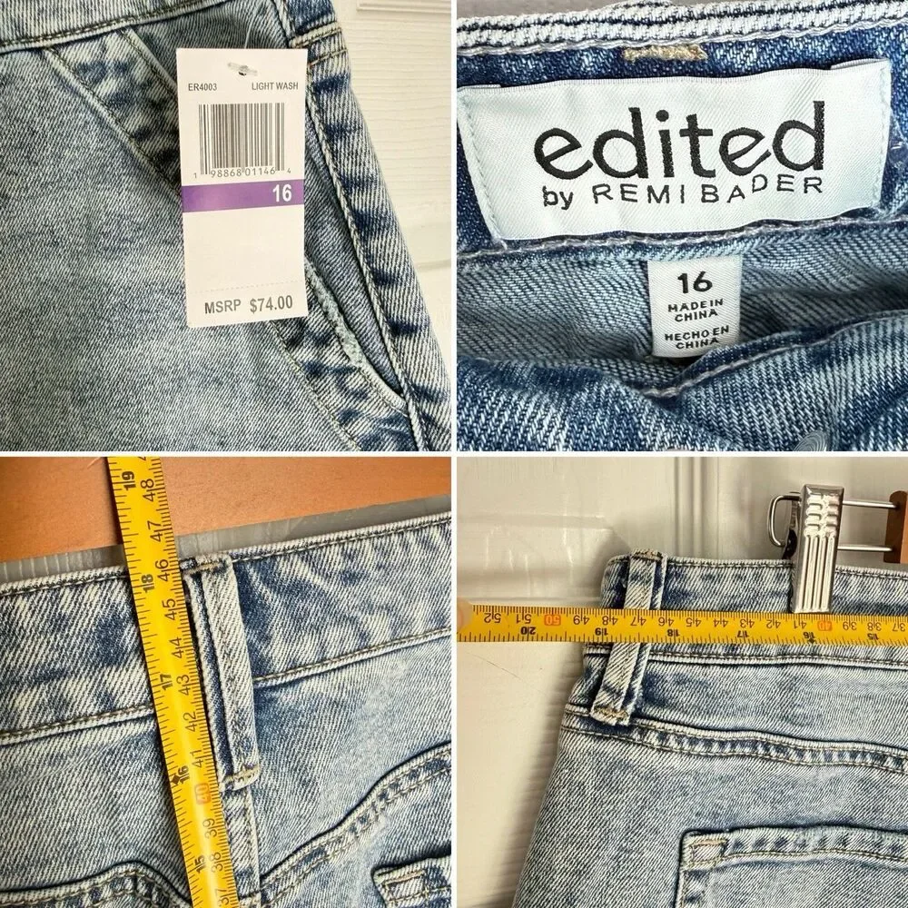Edited by Remi Bader Women's Utility Mini Skirt Size 16 Light Wash